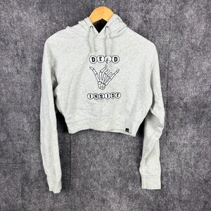 Light Gray Graphic Cropped Hoodie